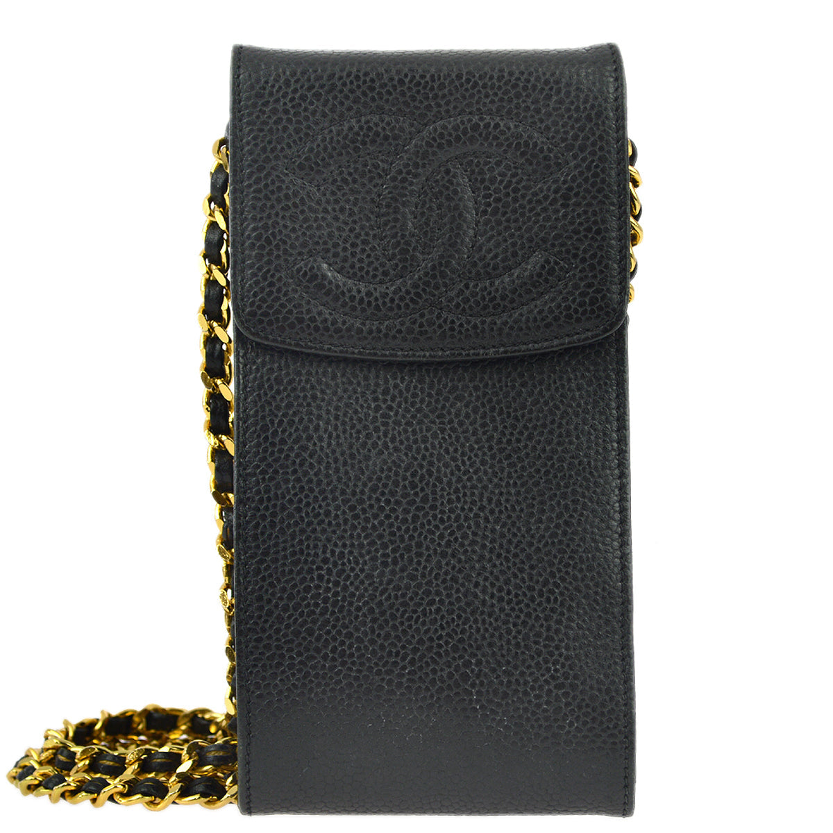 Luxury Chanel Black Caviar Chain Shoulder Bag Pouch