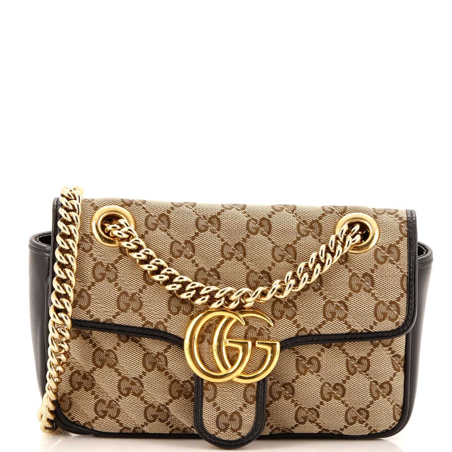 Luxury Gucci Trending 2025 GG Marmont Flap Bag Diagonal Quilted GG Canvas Mini