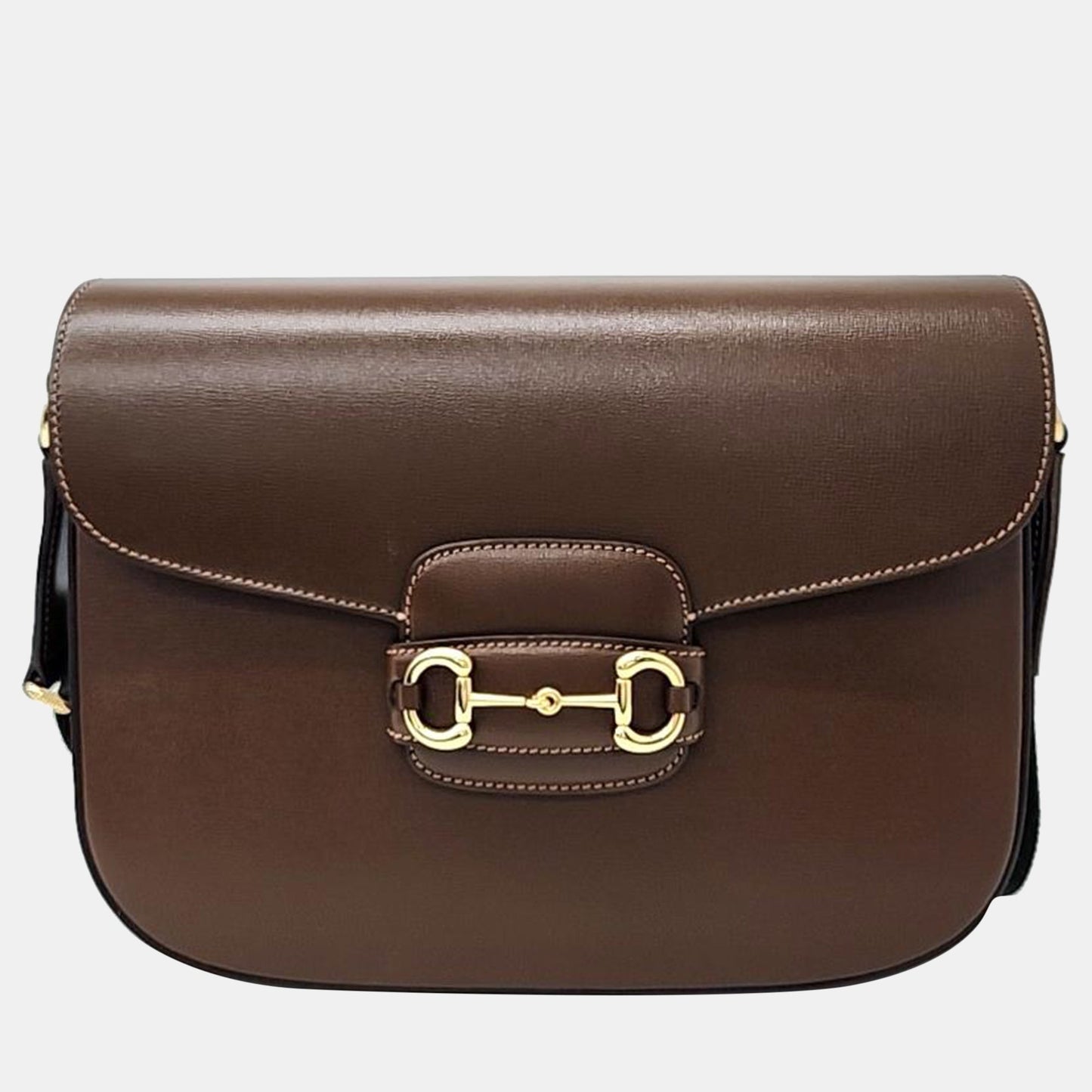 Luxury Gucci Trending 2025 Brown Leather 1955 Horsebit Shoulder Bag