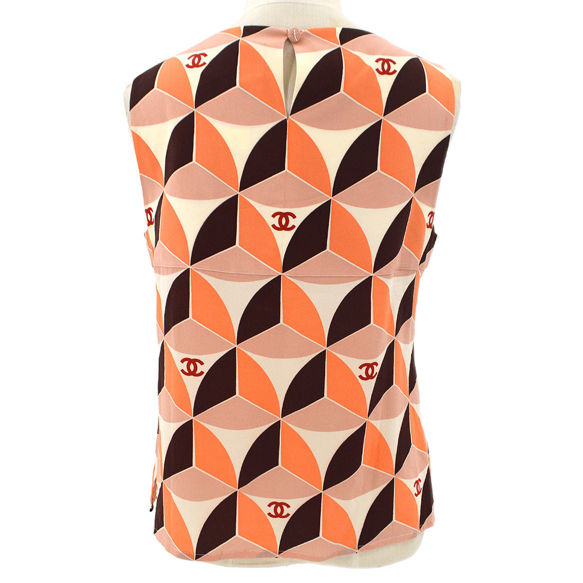 Luxury Chanel 2001 Fall CC geometric-print silk top #42