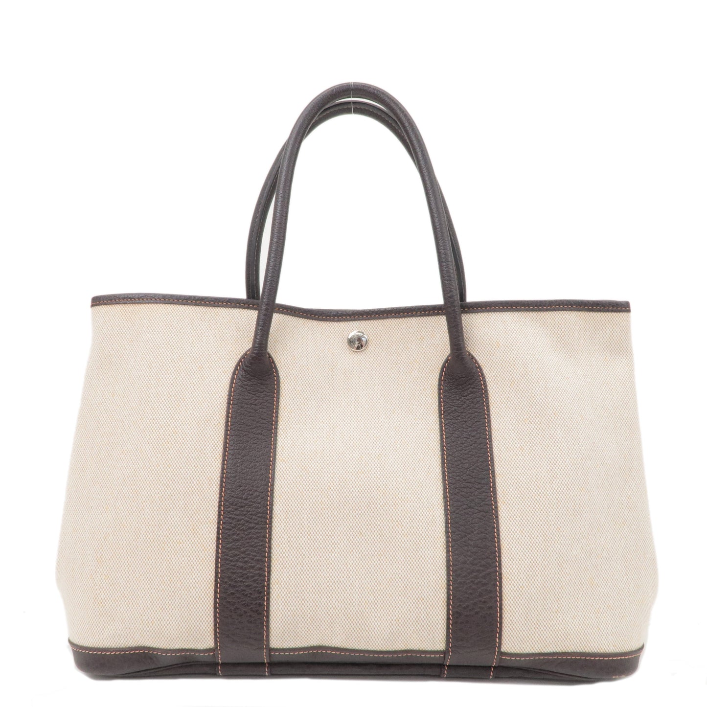 Luxury Hermes Garden Party Toile Ash Leather PM 髫ｨ繝ｻ・ｽ・｡ I  Stamped Beige