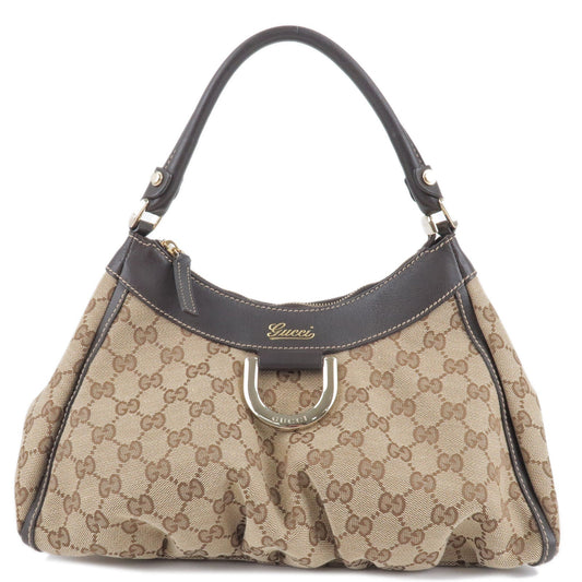 Luxury Gucci Trending 2025 Abbey GG Canvas Leather Shoulder Bag Beige Brown 190525