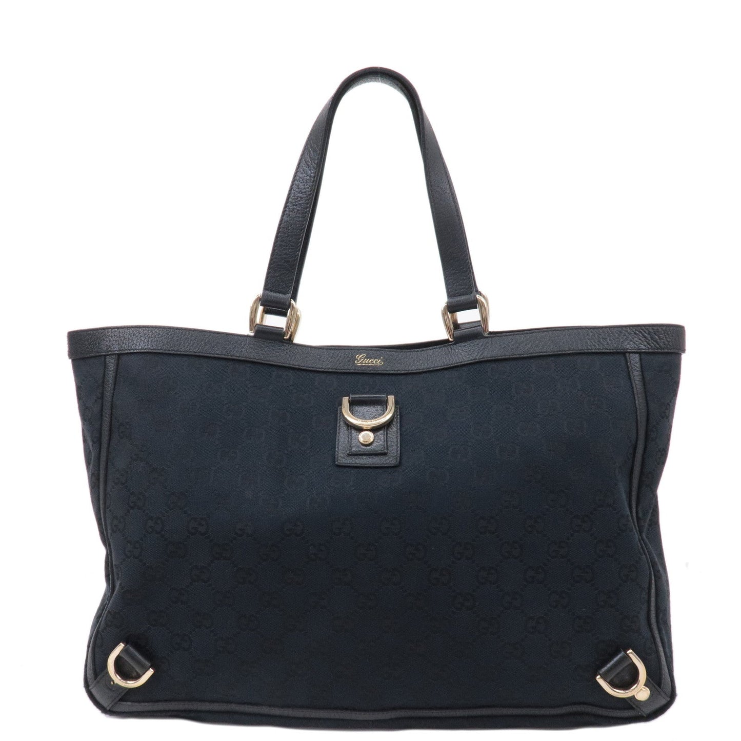 Luxury Gucci Abbey Line GG Canvas Leather Tote Bag Black 141472