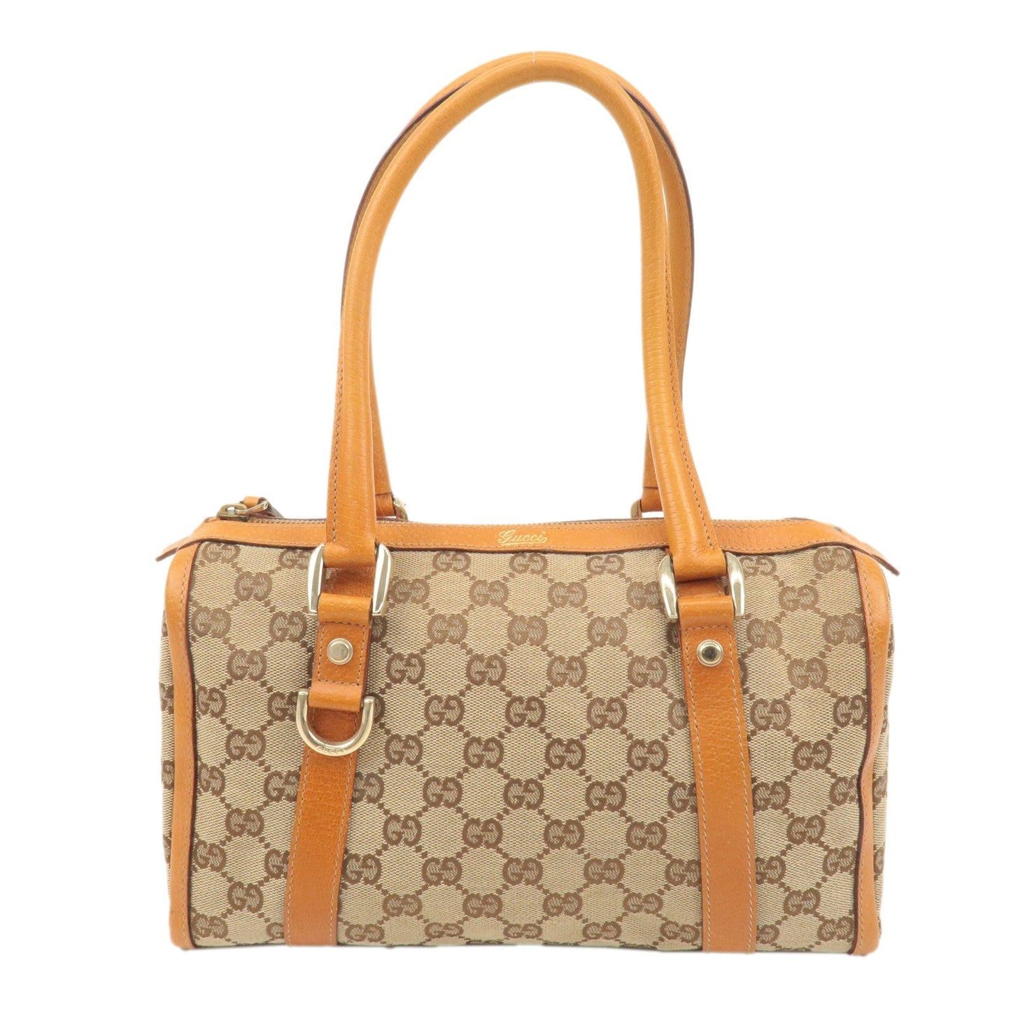 Luxury Gucci Trending 2025 Abbey GG Canvas Leather Mini Boston Bag Beige Orange