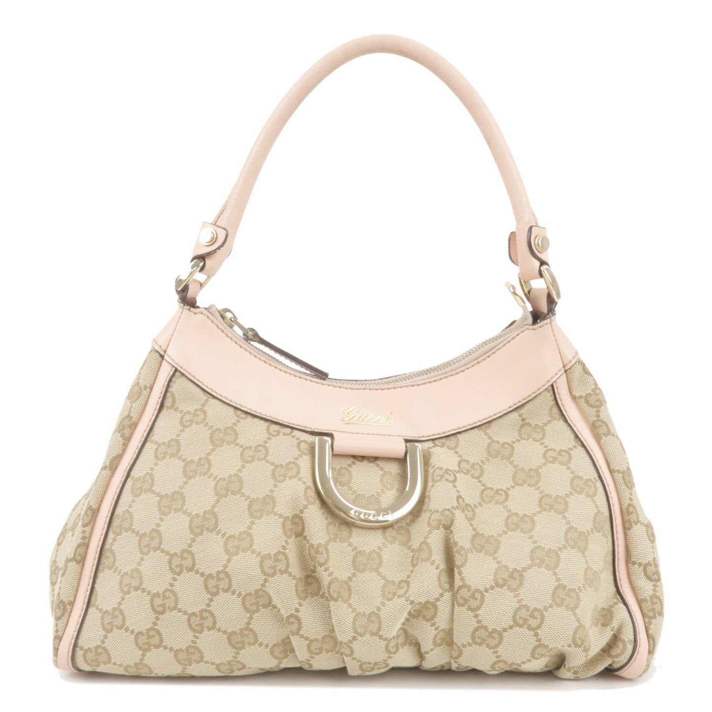 Luxury Gucci Trending 2025 Abbey GG Canvas Leather Shoulder Bag Beige Pink 190525
