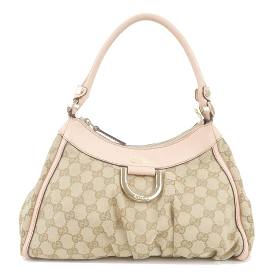 Luxury Gucci Trending 2025 Abbey GG Canvas Leather Shoulder Bag Beige Pink 190525