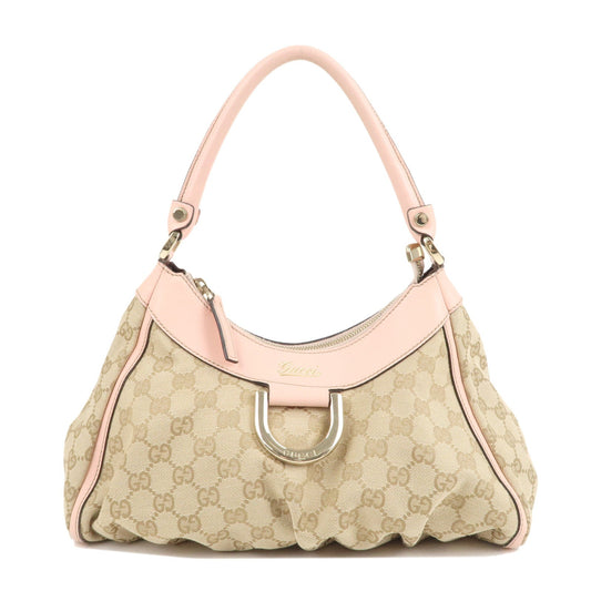 Luxury Gucci Trending 2025 Abbey GG Canvas Leather Shoulder Bag Beige Pink 190525