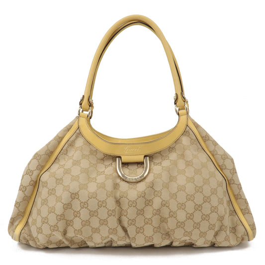 Luxury Gucci Trending 2025 Abbey GG Canvas Leather Shoulder Bag Beige Yellow 189835