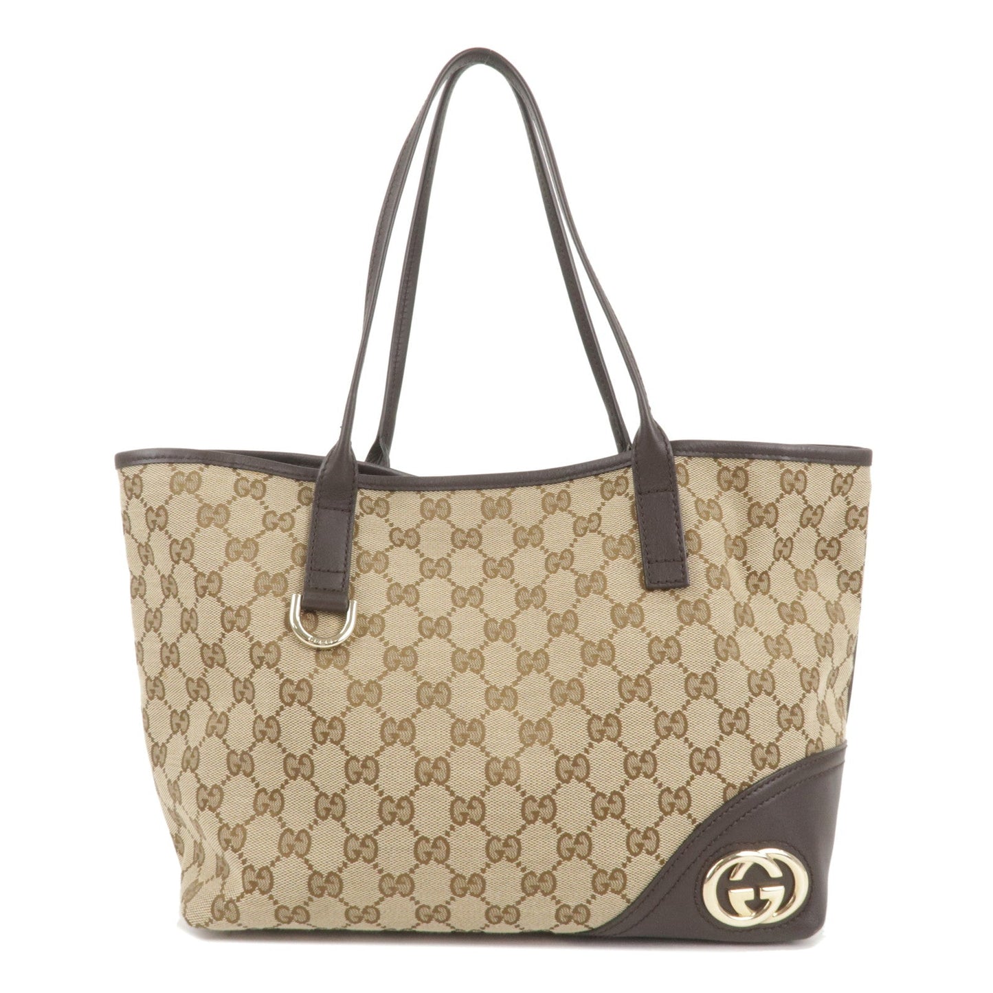 Luxury Gucci Abbey InterlockingG GG Canvas Leather Tote Bag 169946