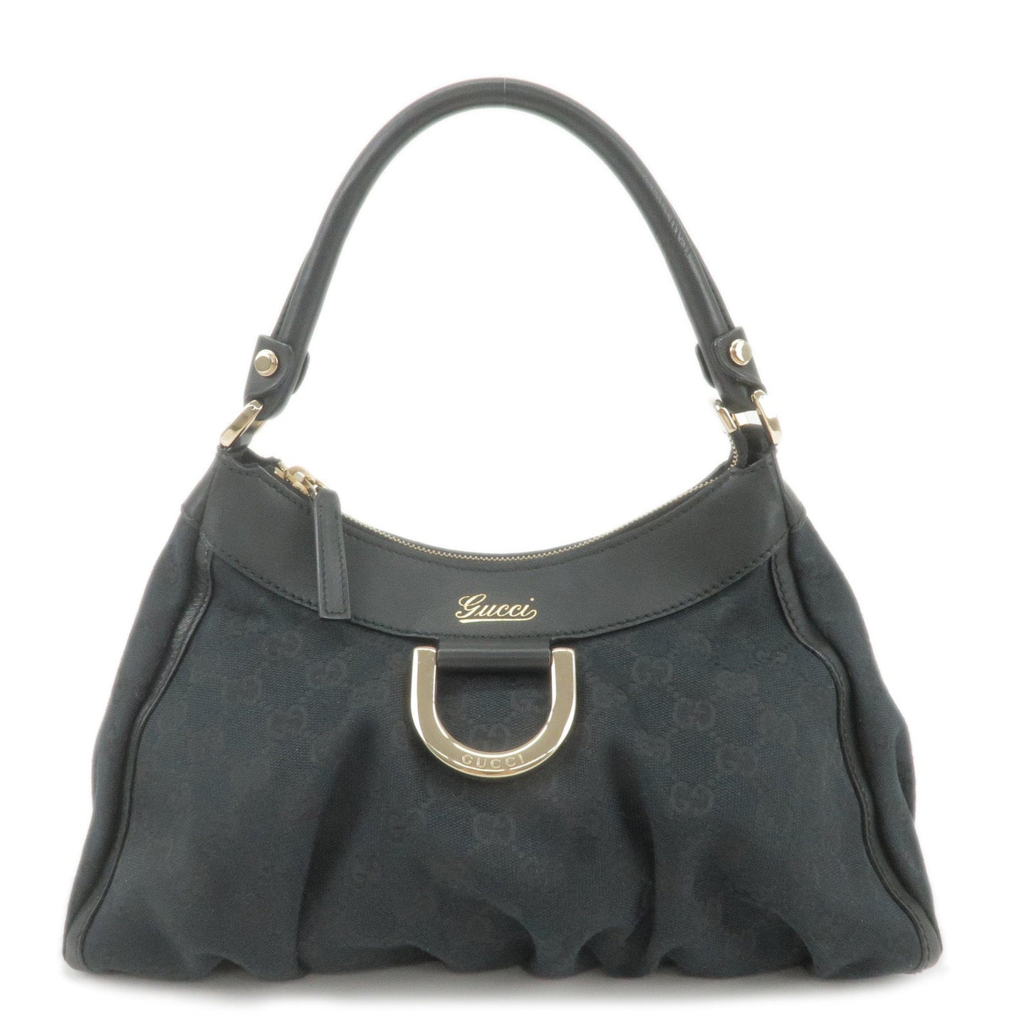 Luxury Gucci Abbey GG Canvas Leather Shoulder Bag Black 190525
