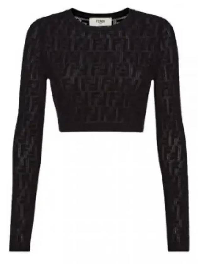 Luxury Fendi Cropped Knit Top Black