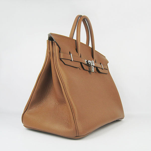 Luxury Hermes Birkin 35cm Togo Leather Handbags 6099 Light Coffee Silve