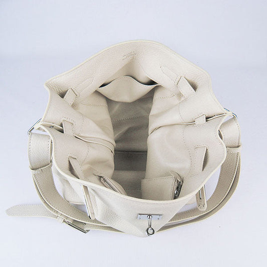 Luxury Hermes Nappa Leather Shoulder Bag H2804 beige Silver