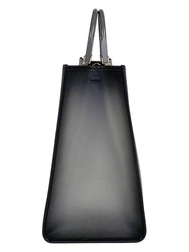 Luxury Fendi Logo Sunshine Large Leather Shopper Tote Bag Grey