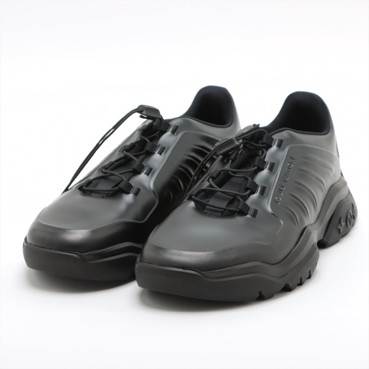 Louis Vuitton Millennium Line 21 Year Leather Trainers 8 Men Black FD0251 LV Logo