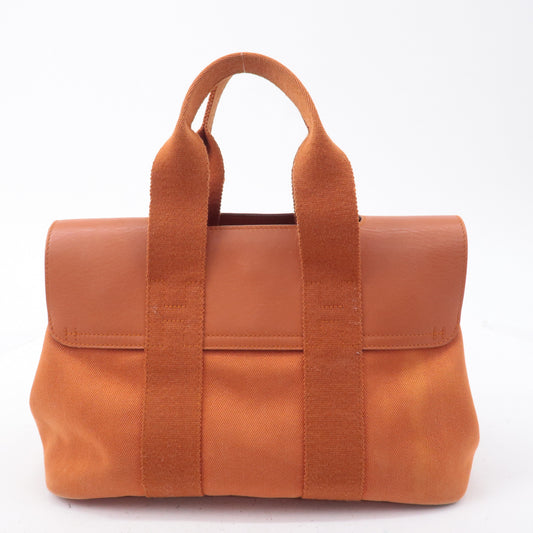 Luxury Hermes Toile Chevrons Leather Valparaiso PM Bag I Stamp Orange