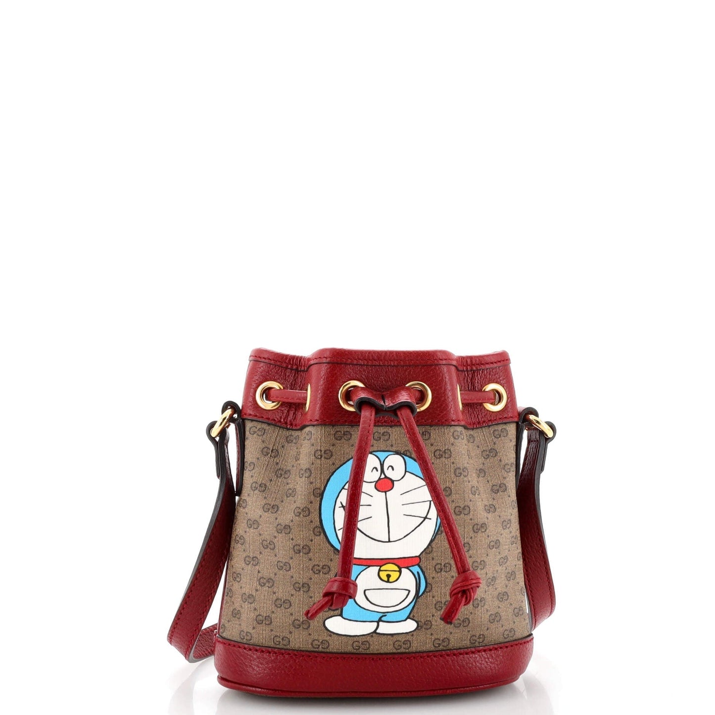 Luxury Gucci Trending 2025 Doraemon Bucket Bag Printed Mini GG Coated Canvas Mini