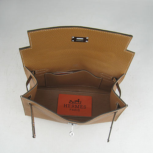 Luxury Hermes Kelly 22cm handbag H008 light coffee