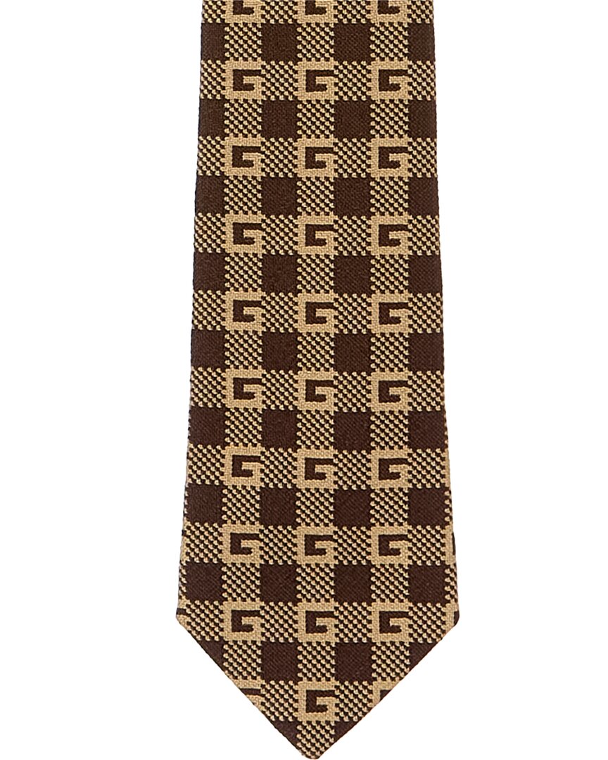 Gucci Brown Printed Silk Tie
