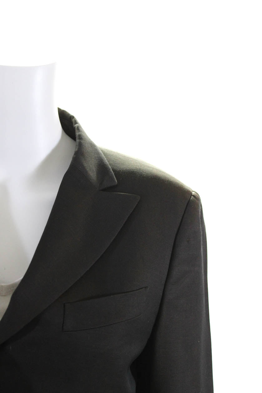 Gucci Womens Three Button Blazer Jacket Gray Wool