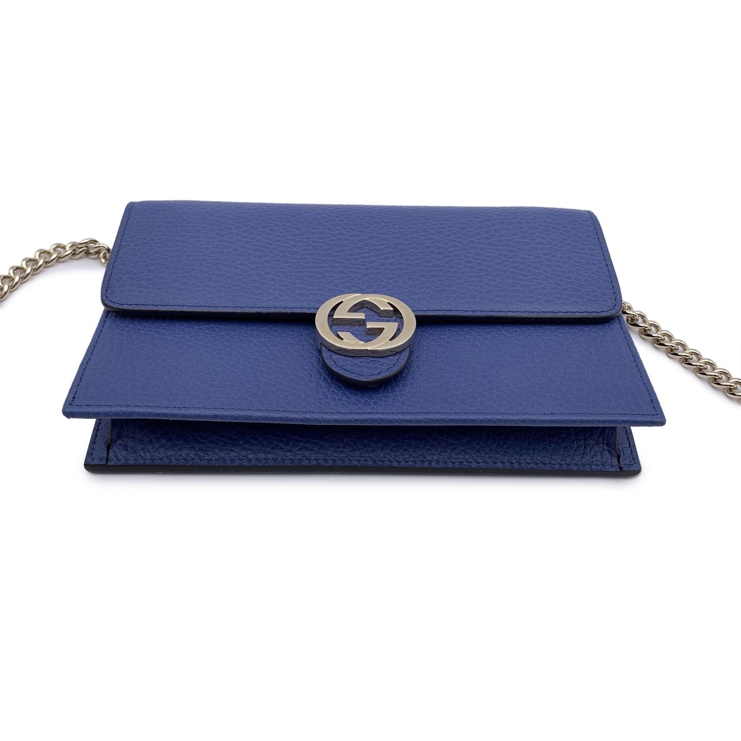 Luxury Gucci Trending 2025 Blue Leather Gg Woc Wallet On Chain Crossbody Bag