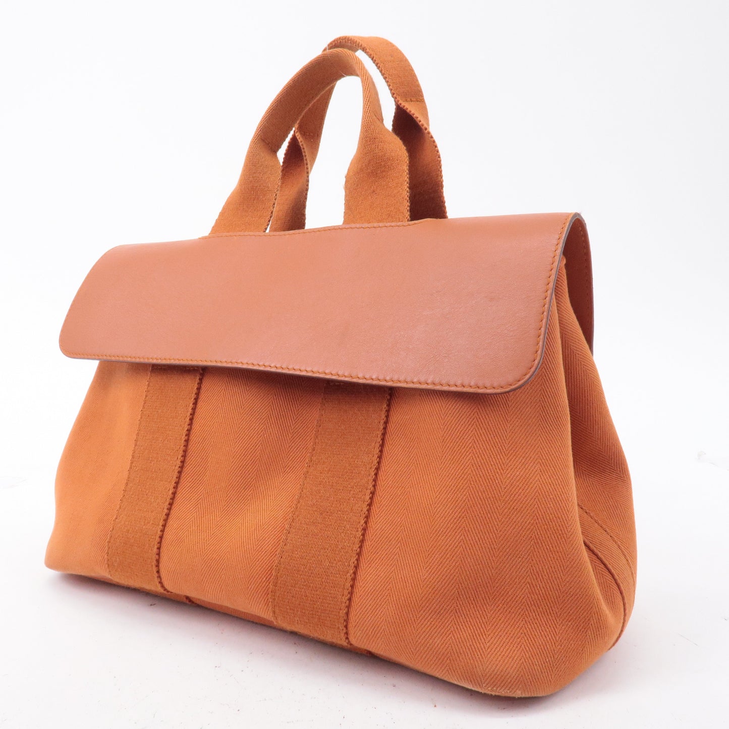 Luxury Hermes Toile Chevrons Leather Valparaiso PM Bag I Stamp Orange
