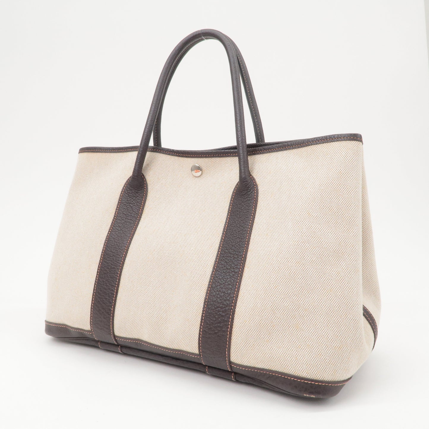 Luxury Hermes Garden Party Toile Ash Leather PM 髫ｨ繝ｻ・ｽ・｡ I  Stamped Beige