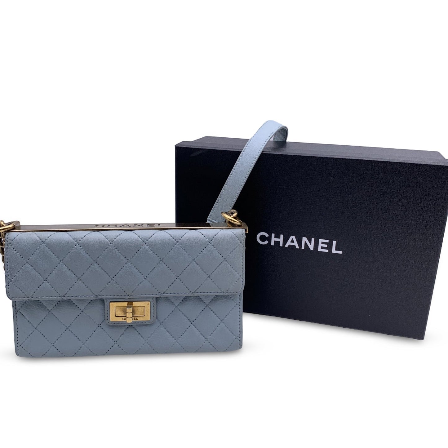 Luxury Chanel Light Blue Quilted Leather Trendy Reissue Shoulder Bag