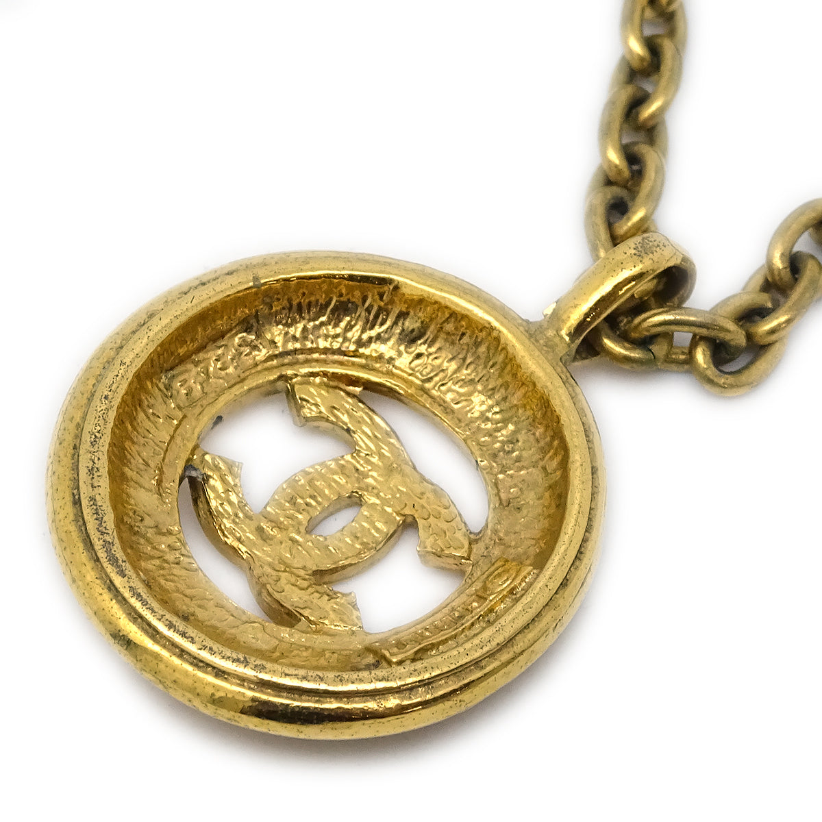 Luxury Chanel Medallion Gold Chain Pendant Necklace 3842