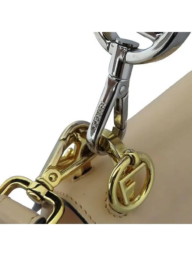 Luxury Fendi 8BT284 2IH Pink beige color leather silver logo KAN I tote bag shoulder strap