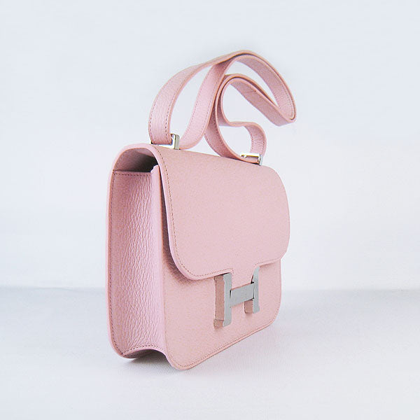 Luxury Hermes Constance Cowskin Leather Bag H017 pink silver