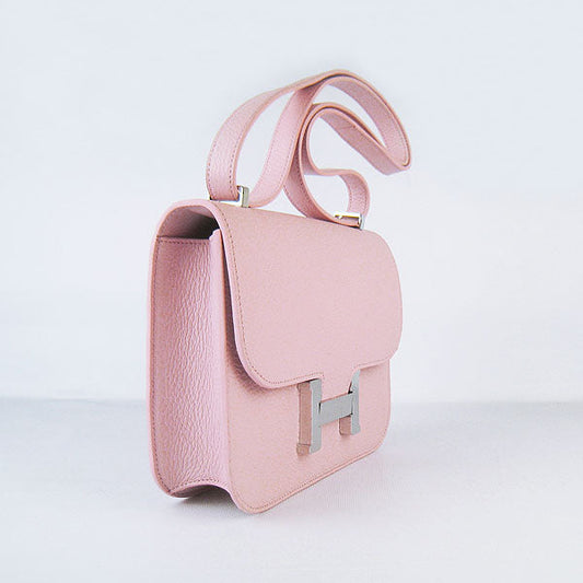 Luxury Hermes Constance Cowskin Leather Bag H017 pink silver