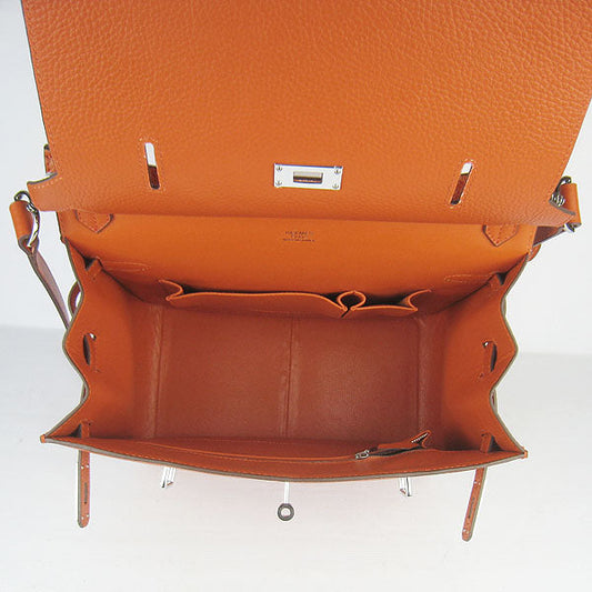 Luxury Hermes Leather Shoulder bag H6508 orange silver