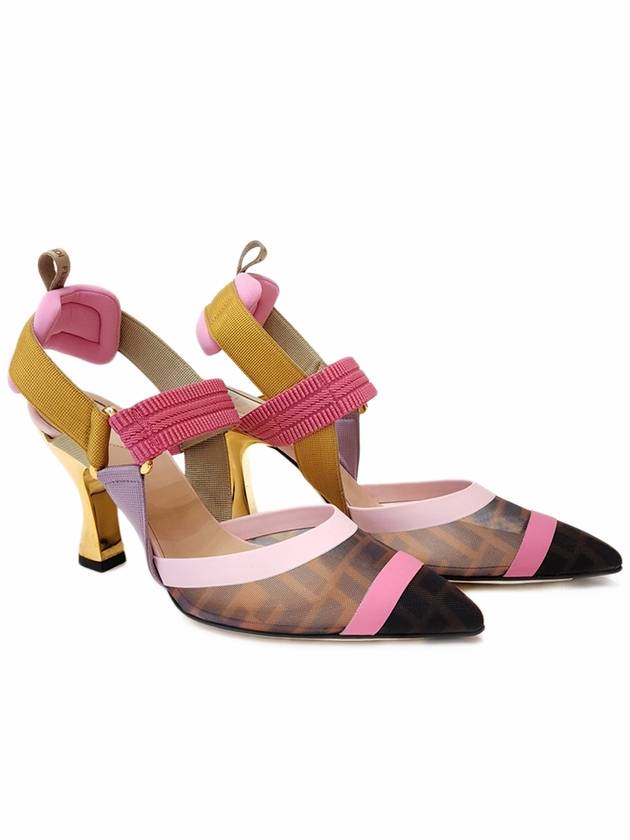 Luxury Fendi Colibri Mesh Slingback Heel Pink