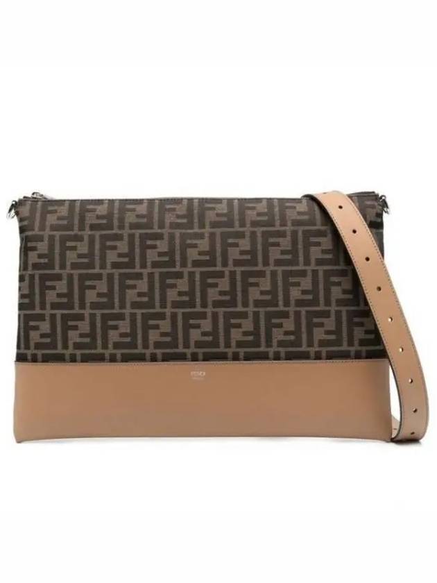 Luxury Fendi FF Diagonal Leather Cross Bag Brown