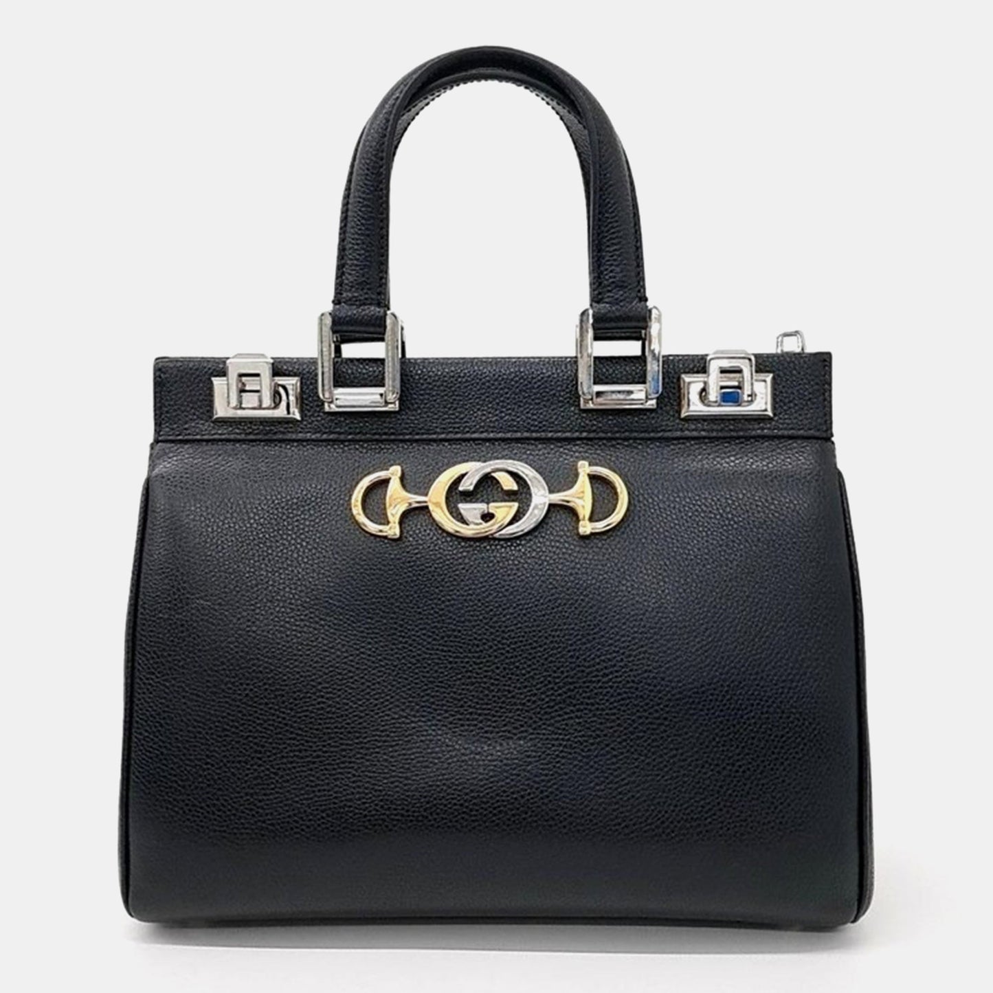 Luxury Gucci Trending 2025 Black Leather Zumi Top Handle Small Bag