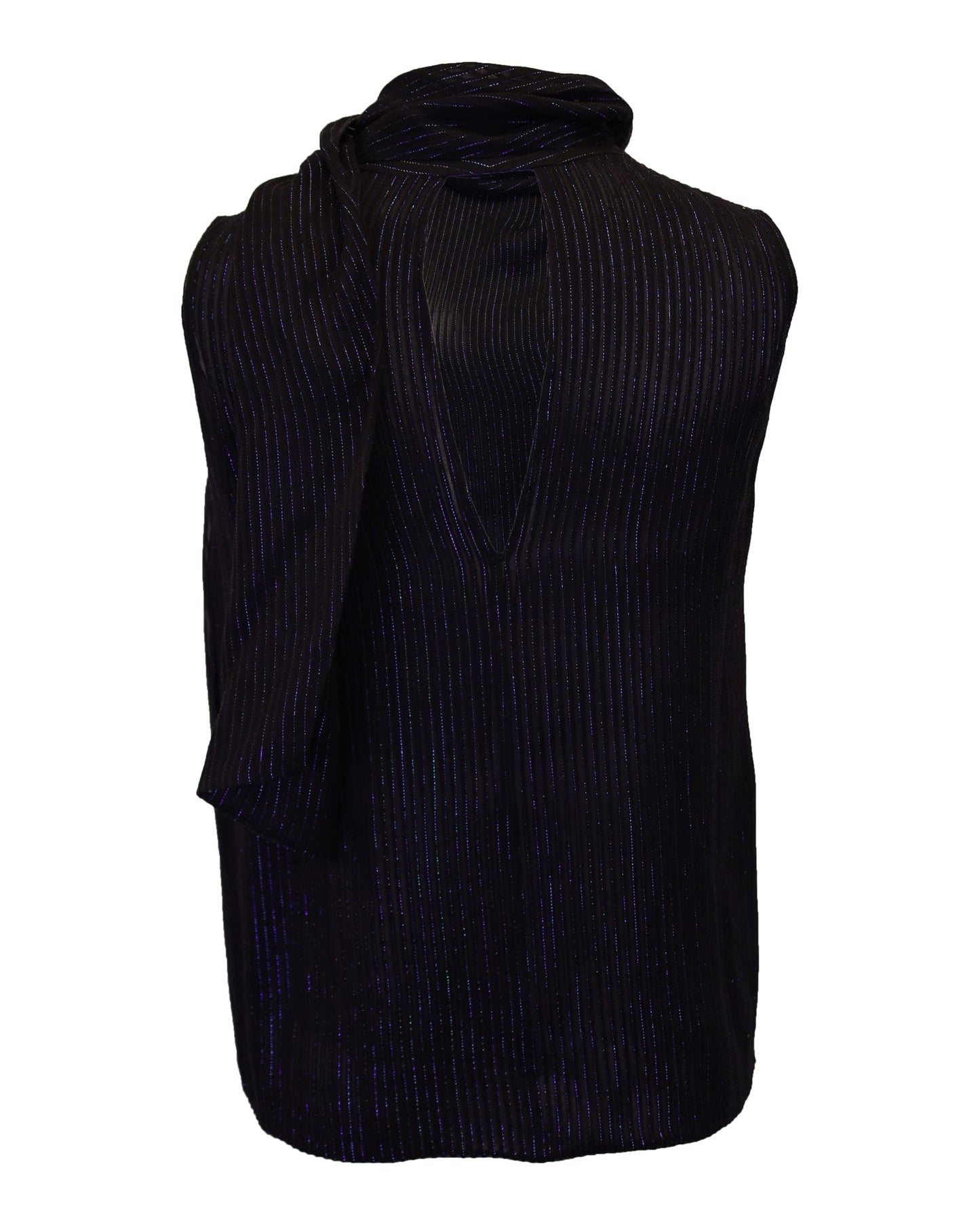 Luxury Gucci Trending 2025 Metallic Stripe Sleeveless Top in Black Silk
