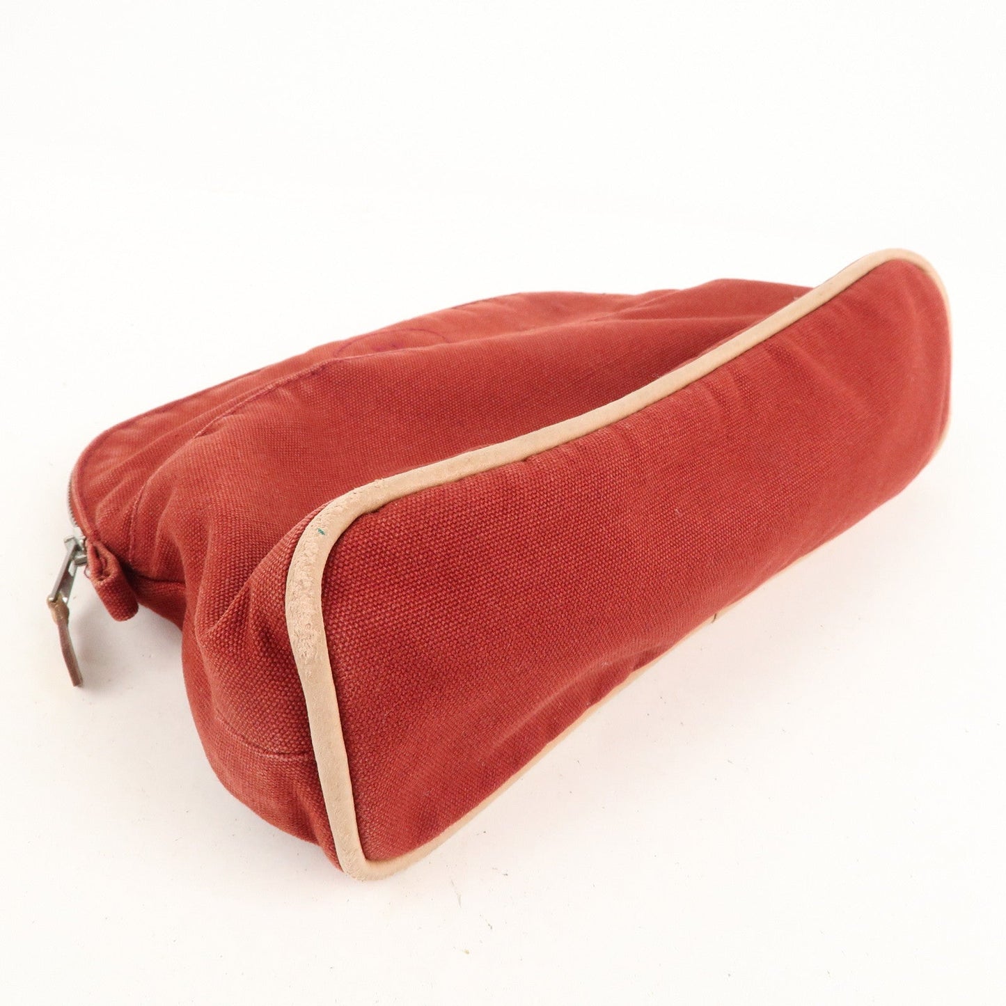 Luxury Hermes Set of 2 Bolide Pouch MM & Mini Canvas Leather Ivory Red