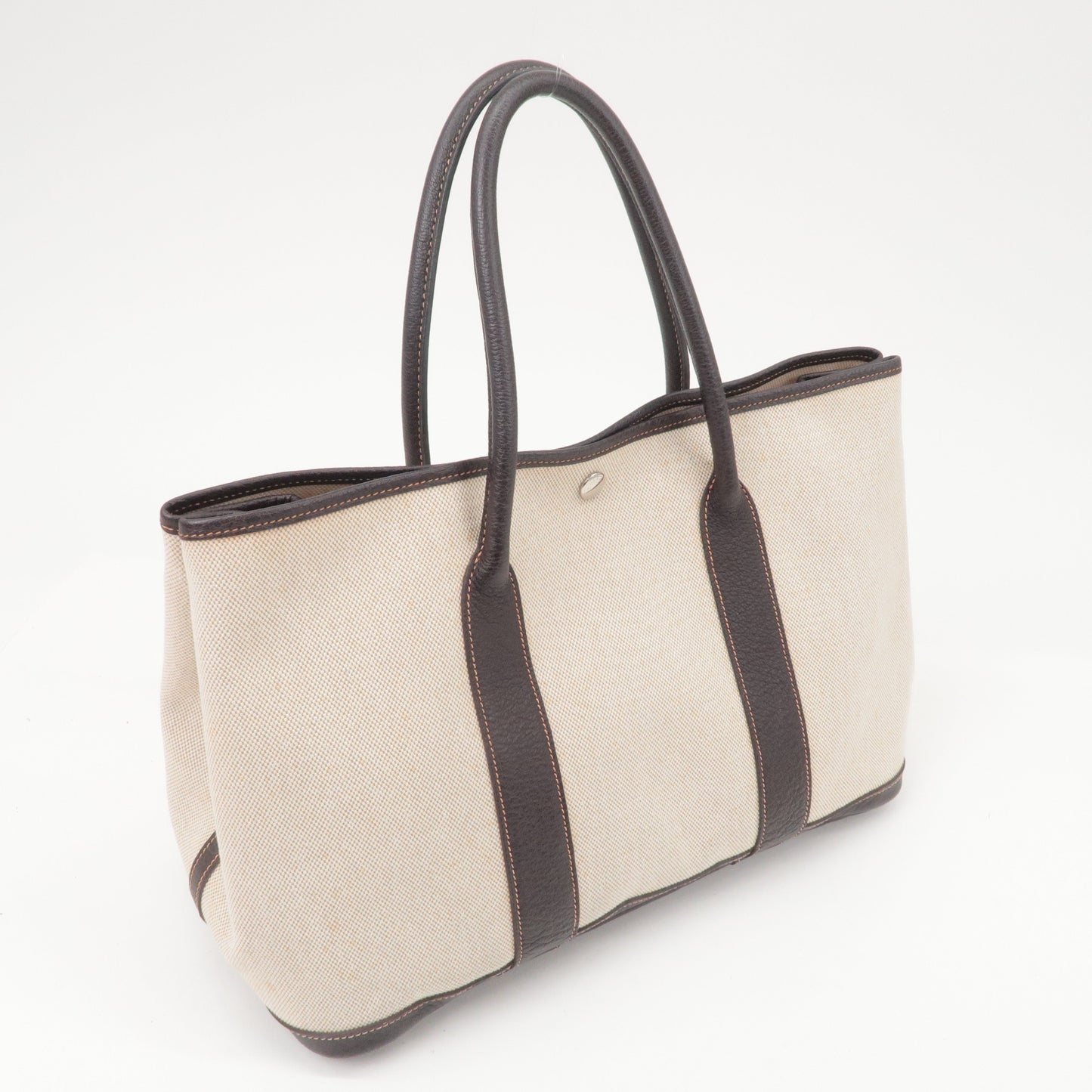 Luxury Hermes Garden Party Toile Ash Leather PM 髫ｨ繝ｻ・ｽ・｡ I  Stamped Beige