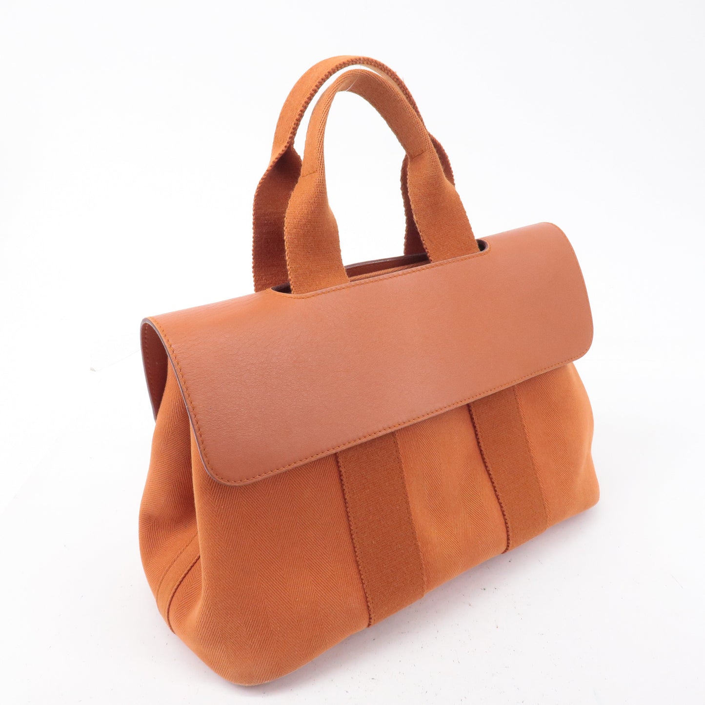 Luxury Hermes Toile Chevrons Leather Valparaiso PM Bag I Stamp Orange