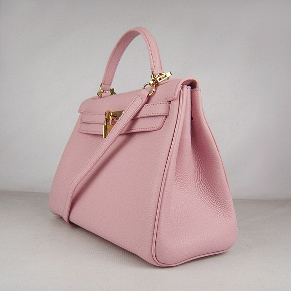 Luxury Hermes Kelly 32cm Togo Leather Handbag 6108 Pink Golden
