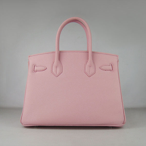 Luxury Hermes Birkin 30cm Togo Leather Handbags Pink Silver
