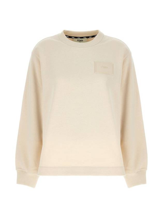 Luxury Fendi Patch Logo Sweatshirt Ivory