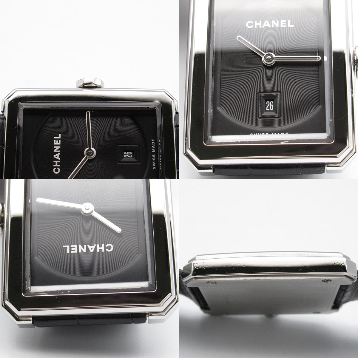 Chanel Boyfriend  Watch Stainless Steel Leather Belt Leather  Black H4884