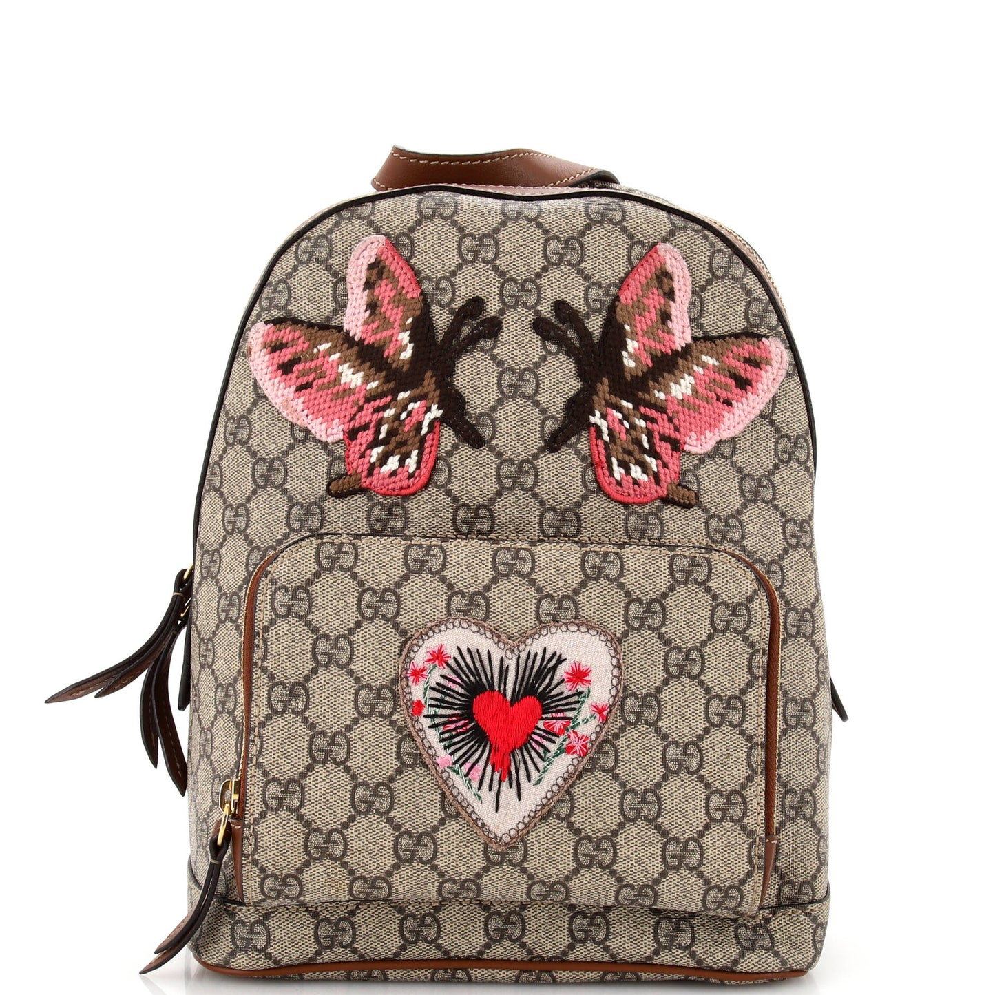 Luxury Gucci Trending 2025 Zip Pocket Backpack Embroidered GG Coated Canvas Small