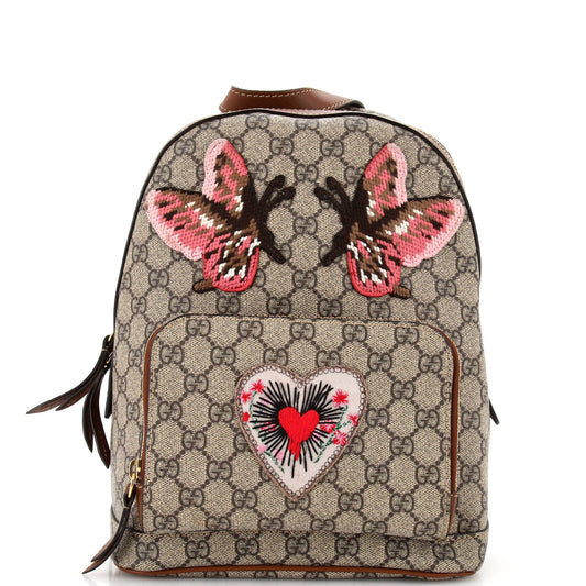 Luxury Gucci Trending 2025 Zip Pocket Backpack Embroidered GG Coated Canvas Small