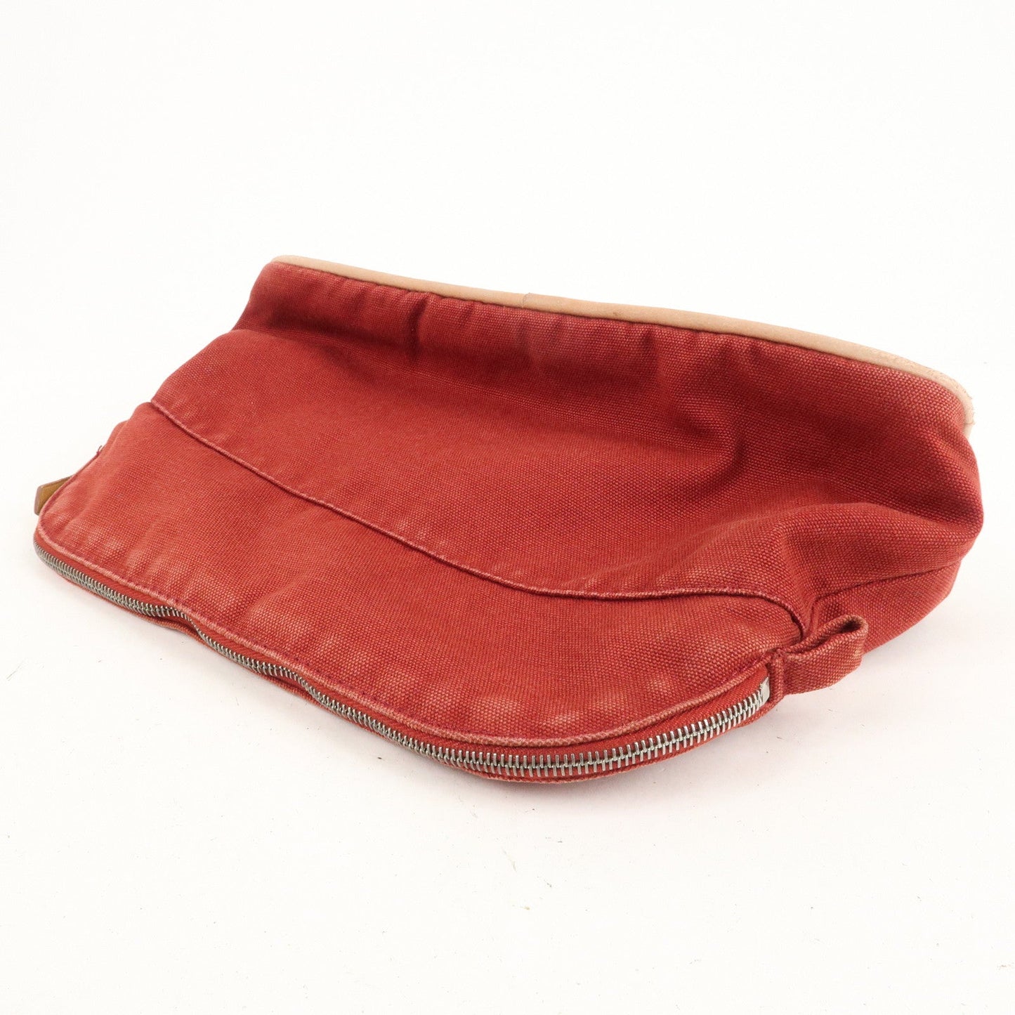 Luxury Hermes Set of 2 Bolide Pouch MM & Mini Canvas Leather Ivory Red
