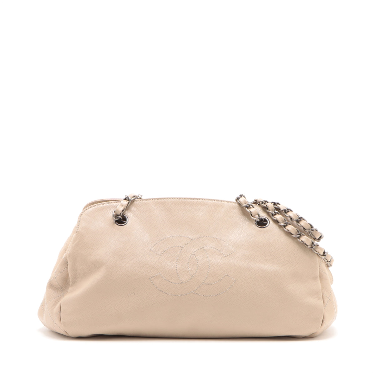 Chanel Coco Caviar S Chain Shoulder Bag Beige Gummetal G  13th