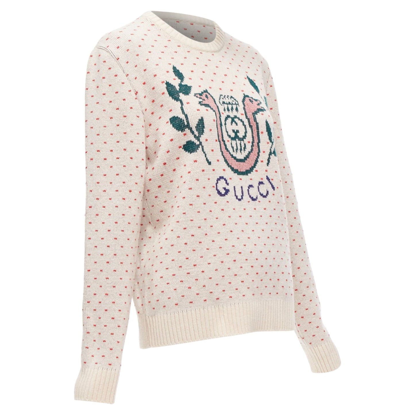 Gucci wool fairisle Crest logo intarsia sweater top