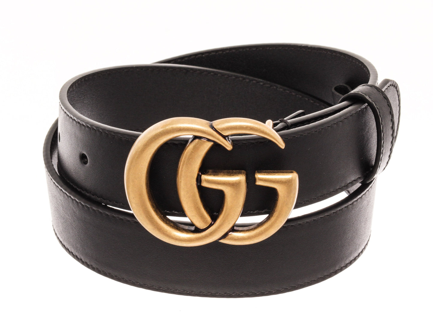 Gucci Black Calfskin Marmont GG Belt